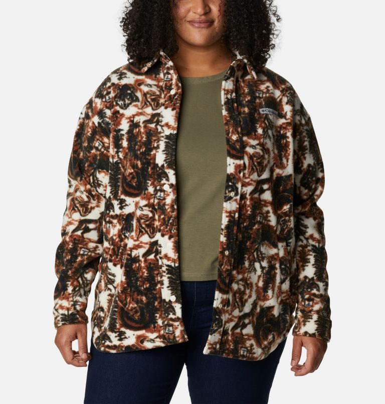 Women's Columbia Benton Springs Shirt Jackets Coffee | Plus Size CA-DC064